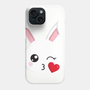 Cute Bunny, Little Bunny, White Bunny, Heart, Kiss Phone Case