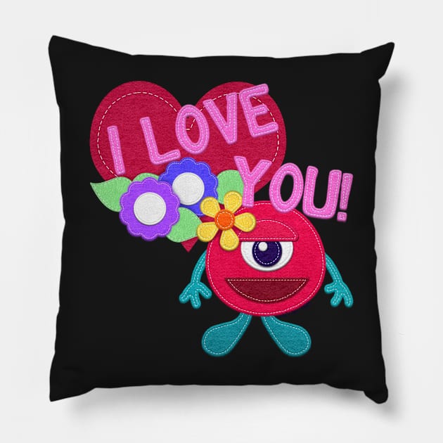 I Love You! Felt Monster Pillow by CheriesArt
