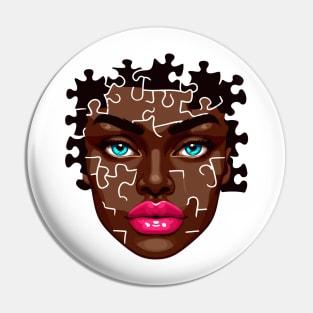 Afrocentric Woman Face Puzzle Pin