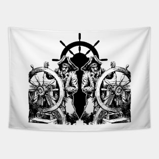 Rudder left and right - Ship to sea with violent Pirates Tapestry