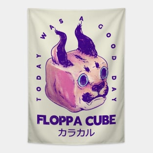 Floppa Cube - Today Was A Good Day | Flop Flop Happy Floppa Friday |  Racist War Crime Fun | Original Fanart Fan Art Tapestry