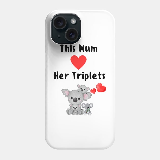 Triplet mum cute koala family Australia lover Mother’s Day Phone Case by Artstastic