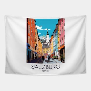 A Pop Art Travel Print of Salzburg - Austria Tapestry