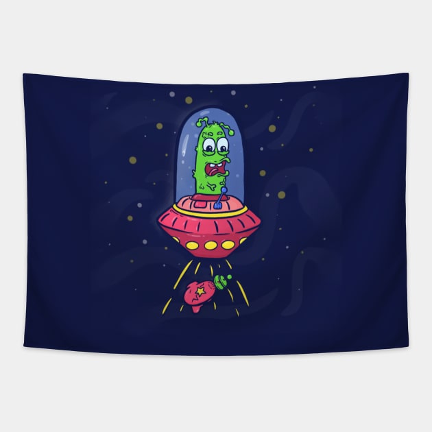 Flying cucumber Tapestry by teahabe