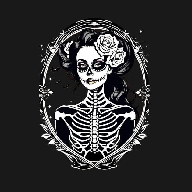 Dia de los muertos pretty halloween skeleton by Edgi