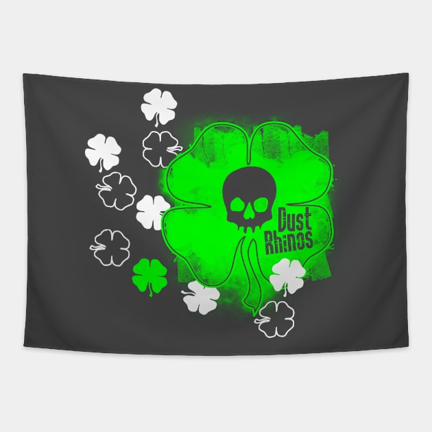 DR Skull and Shamrock Green Tapestry by Dust Rhinos Swag Store