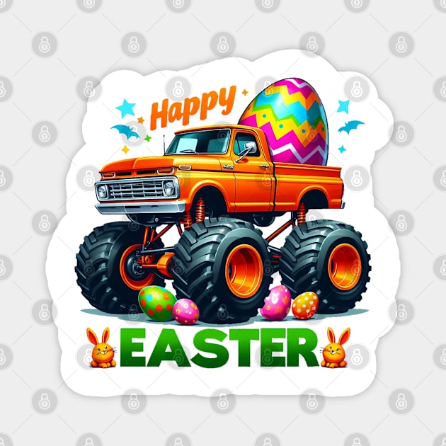 Kids Boys Happy Easter Monster Truck Easter Eggs Magnet by BukovskyART