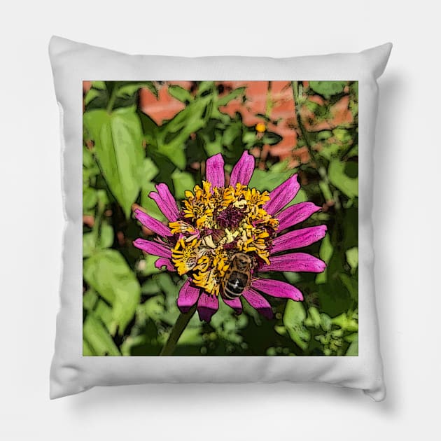 Honeybee #3 Pillow by ErinBrieArt