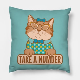 Take a Number Cat Pillow