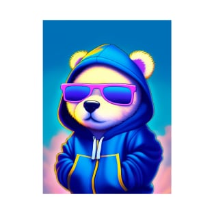 Cute Teddy Bear wearing hoodie and sunglasses T-Shirt