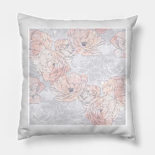 Pink Carnation Outline Pattern Pillow