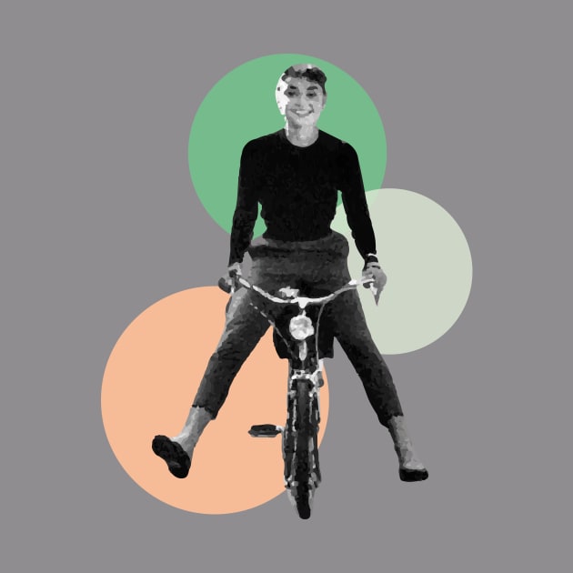 Audrey Hepburn on a bicycle by NickiPostsStuff