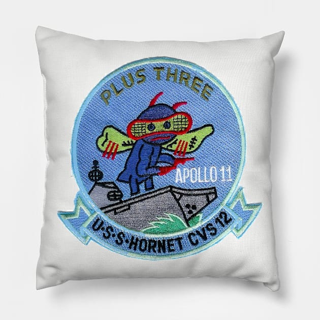 USS Hornet Recovery Patch of Apollo 11 Pillow by Spacestuffplus