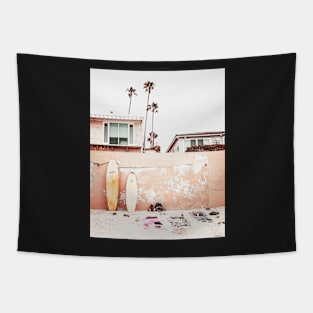 Coastal, Surfing board, Palms, Beach art Sea, Ocean, Fashion art, Modern art, Wall art, Print, Minimalistic, Modern Tapestry