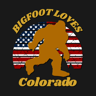 Bigfoot loves America and Colorado too T-Shirt