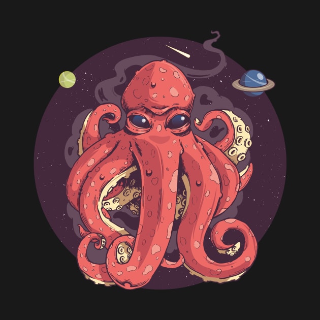 Space Octopus squirting ink by Bubsart78