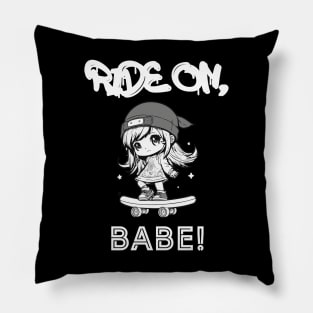 Ride On Babe Skateboard Anime Girl Pillow