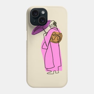 Japanese woman in a kimono minimalist line art Phone Case