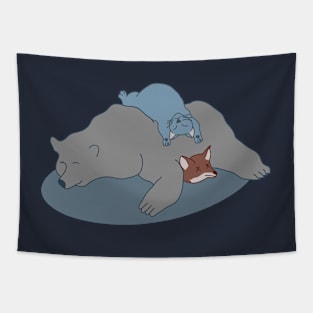 Cat, bear, fox Tapestry