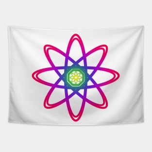 Colorful Atom - Neon Colors Tapestry