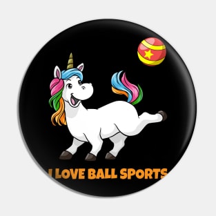 Funny unicorn is playing soccer Pin