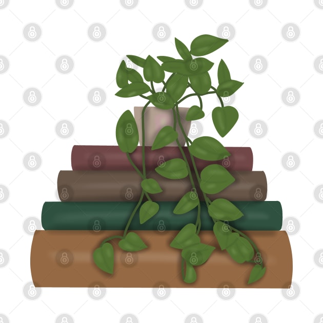 Plant on book stack by Becky-Marie