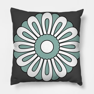 one green floral mandala and pattern Pillow