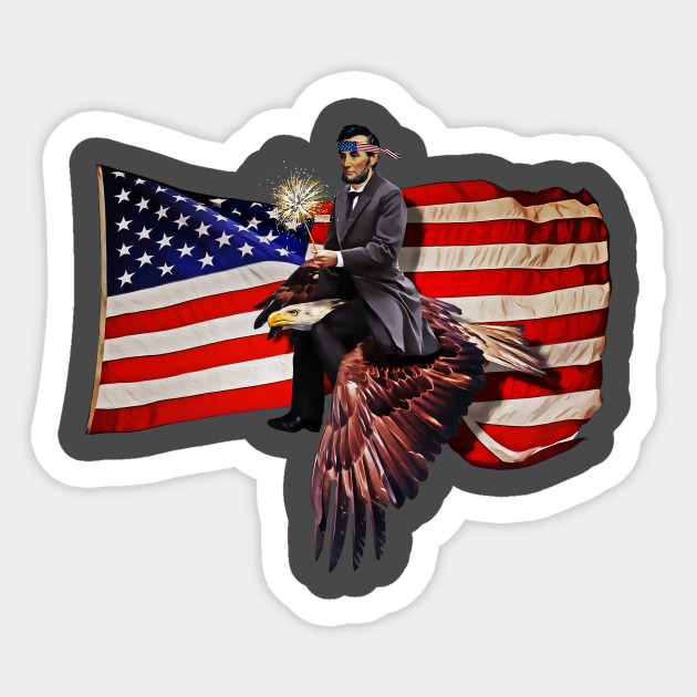 Abe Lincoln Riding Bald Eagle American Flag