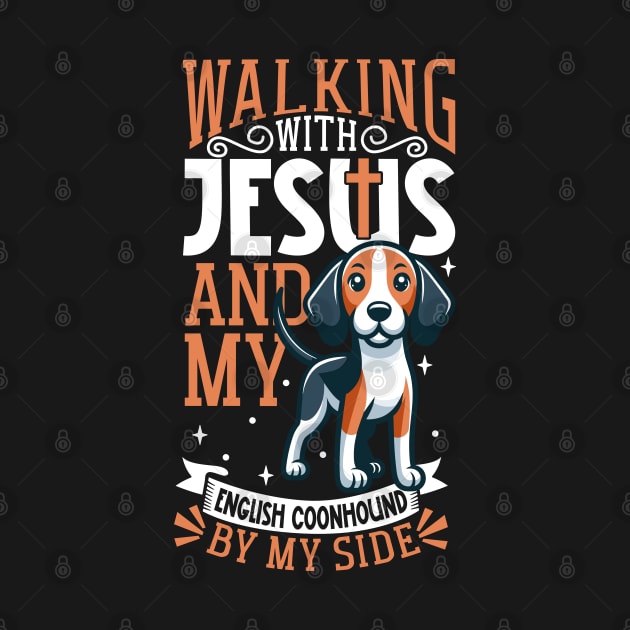 Jesus and dog - American English Coonhound by Modern Medieval Design