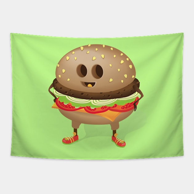 Happy Hamburger Tapestry by OlyaYang