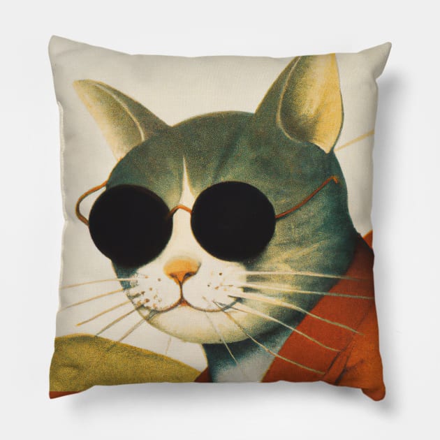 Japanese Ukiyo-e Cool Cat Pillow by Matwaaa