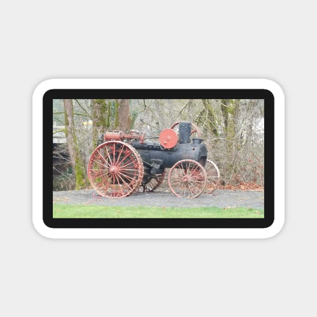 vintage Vernonia Christmas old fashioned steam tractor Magnet by DlmtleArt