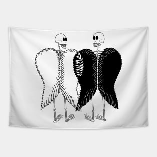 Skeleton Friends - Best Friends Forever BFF Skeletons with Wings Tapestry