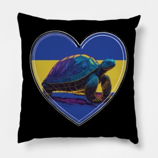 Galapagos Tortoise In Galapagos In Heart Pillow