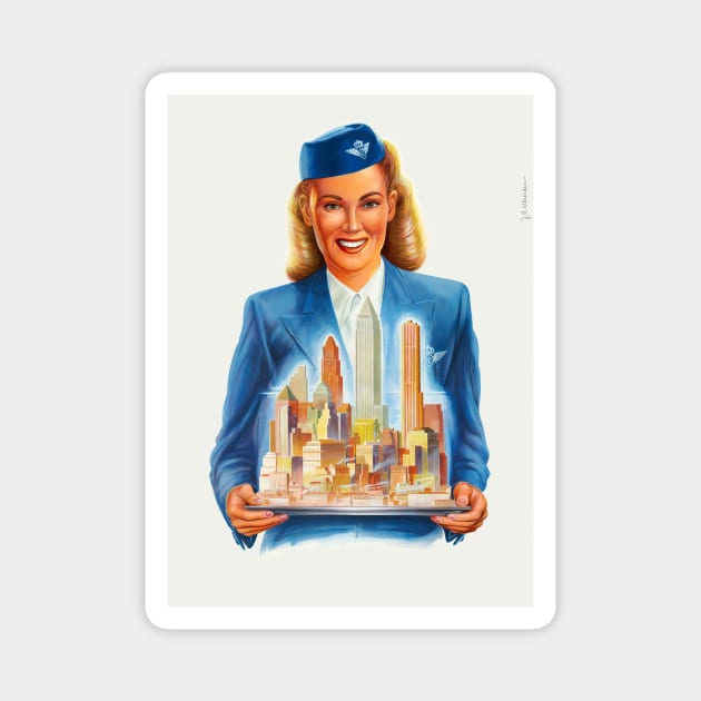 Netherlands Vintage KLM Airline Travel Poster Restored Magnet by vintagetreasure