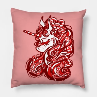 Candy Cane Unicorn Pillow