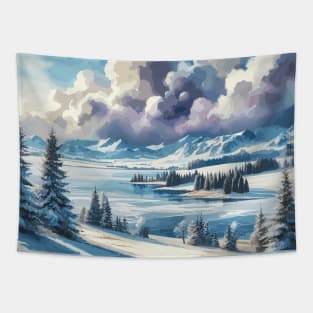 Winter River Winter Landscape Tapestry