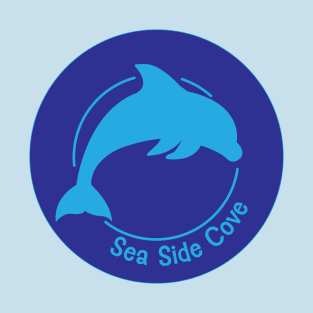 Sea Side Cove Dolphin Logo Dark Blue T-Shirt