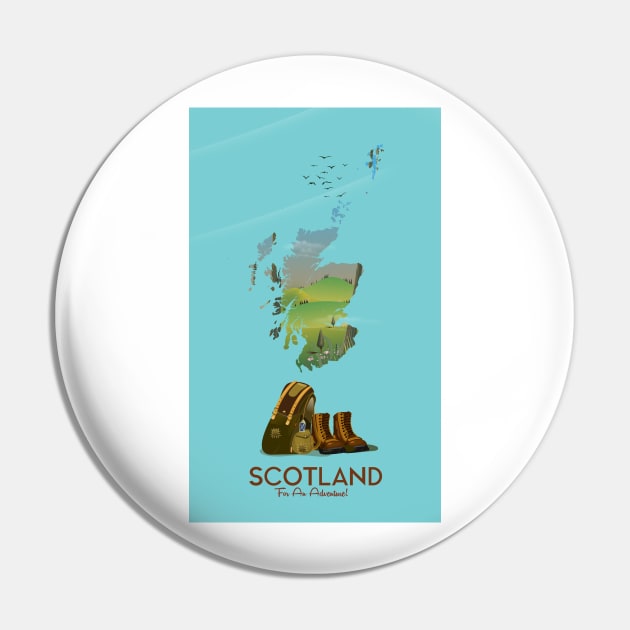 Scotland Map Travel Poster Pin by nickemporium1