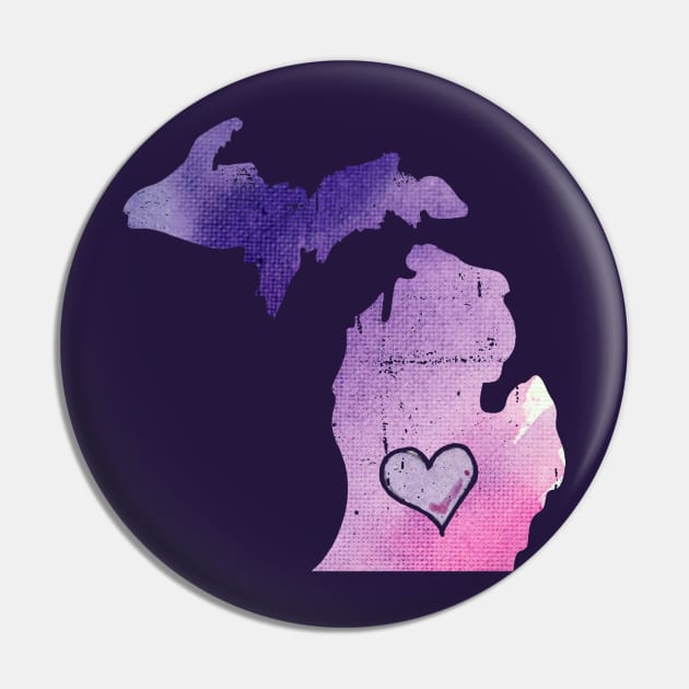 Watercolor Michigan Pin by bubbsnugg