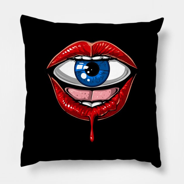Psychedelic Mouth Eye Pillow by underheaven