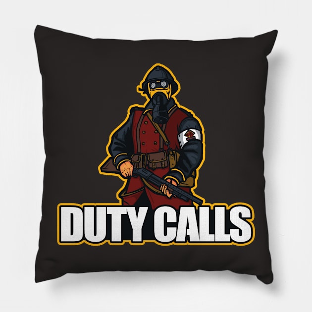 Duty Calls Pillow by AndreusD