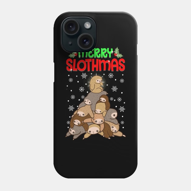 Merry Slothmas Funny Sloth Christmas Sweater Phone Case by KsuAnn