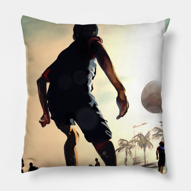 Beach Soccer Pillow by covostudio