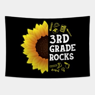 Sunflower 3rd Grade Rocks Shirt Teacher Student Kid Back To School Tapestry