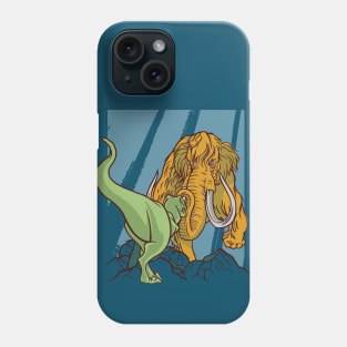 Wooly Mammoth vs T-Rex Illustration // Dinosaur Lover Phone Case