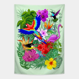 Wild Birds and Tropical Nature Summer Exotic Pattern Tapestry