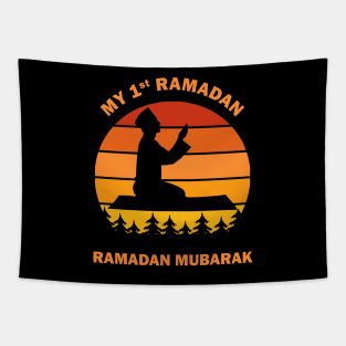 My First Ramadan 1st Ramadan Mubarak Ramadan Kareem Man Prays Dawn Dusk Gift Tapestry