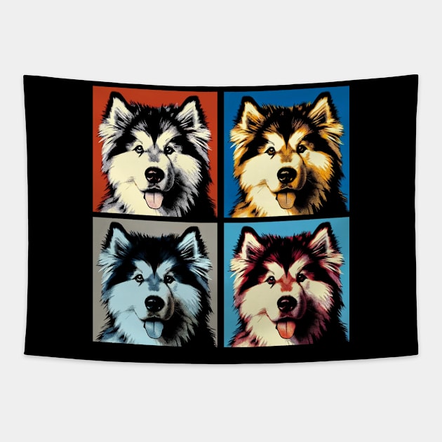 Pop Retro Art Alaskan Malamute - Cute Puppy Tapestry by PawPopArt