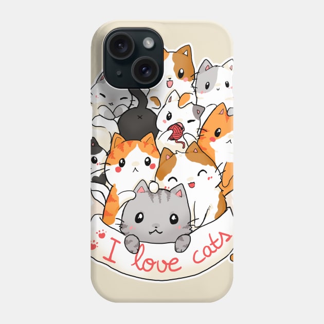 I love cats - cute cat t-shirt Phone Case by linkitty